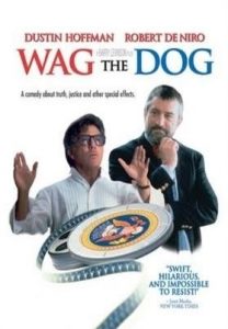 Movie poster for Wag the Dog, with Robert de Niro and Dustin Hoffman.